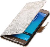 Lace Bookstyle Wallet Case Hoesjes voor Galaxy J5 (2017) J530F Wit