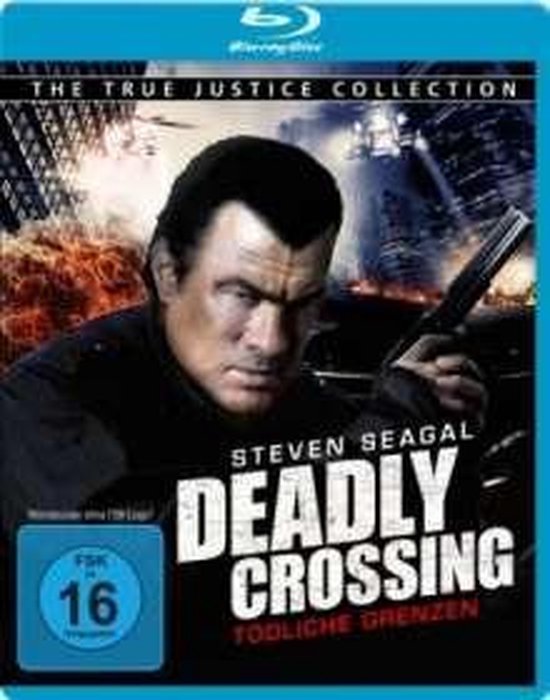 Blu-ray hoes van Deadly Crossing met Steven Seagal, die een pistool vasthoudt. Titel: Deadly Crossing - Dodelijke Grenzen.