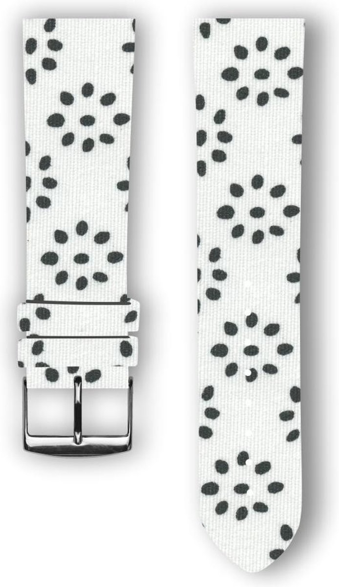 100% katoenen horlogeband met leder (achterzijde) Paw 22 mm