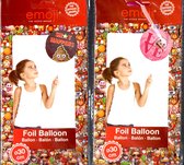 emoji foil ballon set  4 stuks 30 cm - Bonte Kleuren