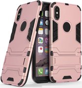 Luxe Back Cover voor Apple iPhone X | iPhone XS | Shockproof Hard Case | TPU Finish |Roze | Kickstand
