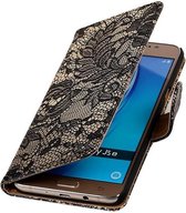 Lace Bookstyle Wallet Case Hoesjes voor Galaxy J5 (2017) J530F Zwart