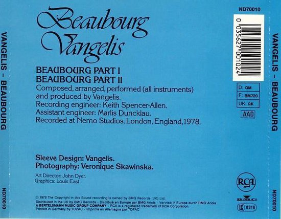 Beaubourg Vangelis - Beelddesign: Vangelis. Fotografie: Véronique Skawinska. ND70010.