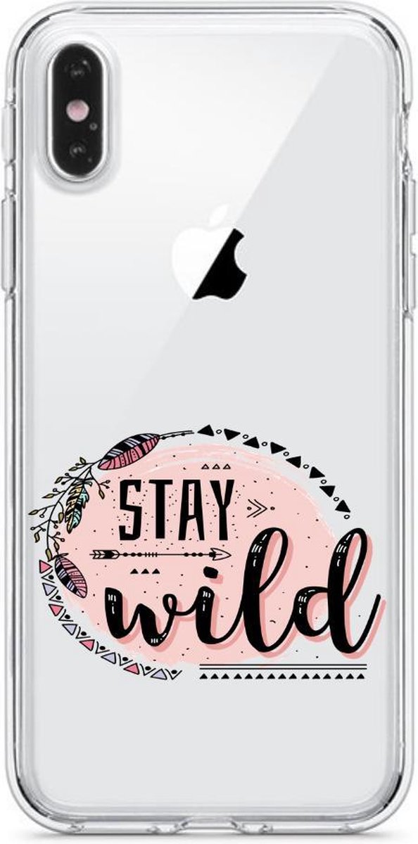 Apple Iphone X / XS transparant siliconen telefoonhoesje - - backcover hoesje - Stay Wild