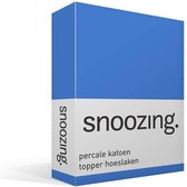 Snoozing - Topper - Hoeslaken  - Eenpersoons - 100x220 cm - Percale katoen - Meermin