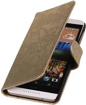 Lace Bookstyle Wallet Case Hoesjes voor HTC Desire 626 Goud