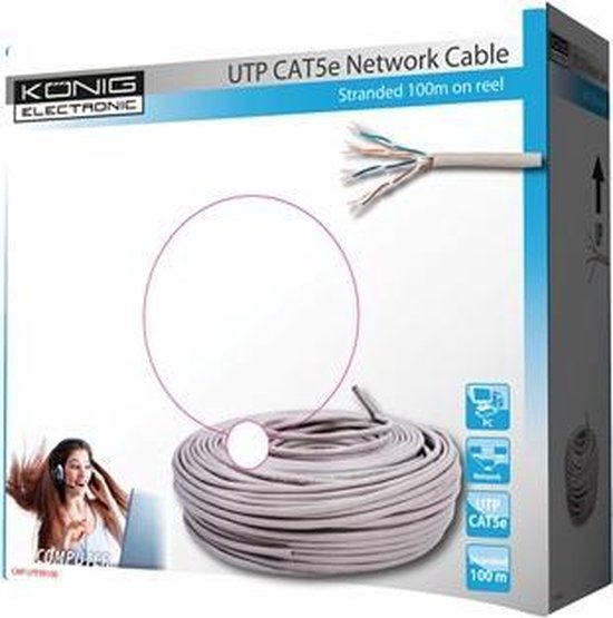Konig CAT5e UTP patch kabel - 100 meter | bol.com