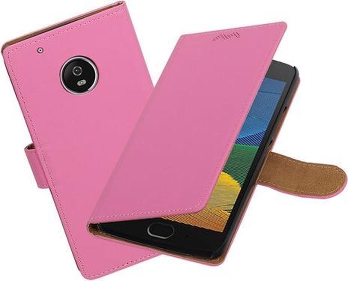 BestCases.nl Motorola Moto G5 Effen booktype hoesje Roze