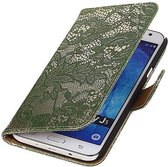 Lace Bookstyle Wallet Case Hoesjes voor Galaxy J5 (2017) J530F Donker Groen