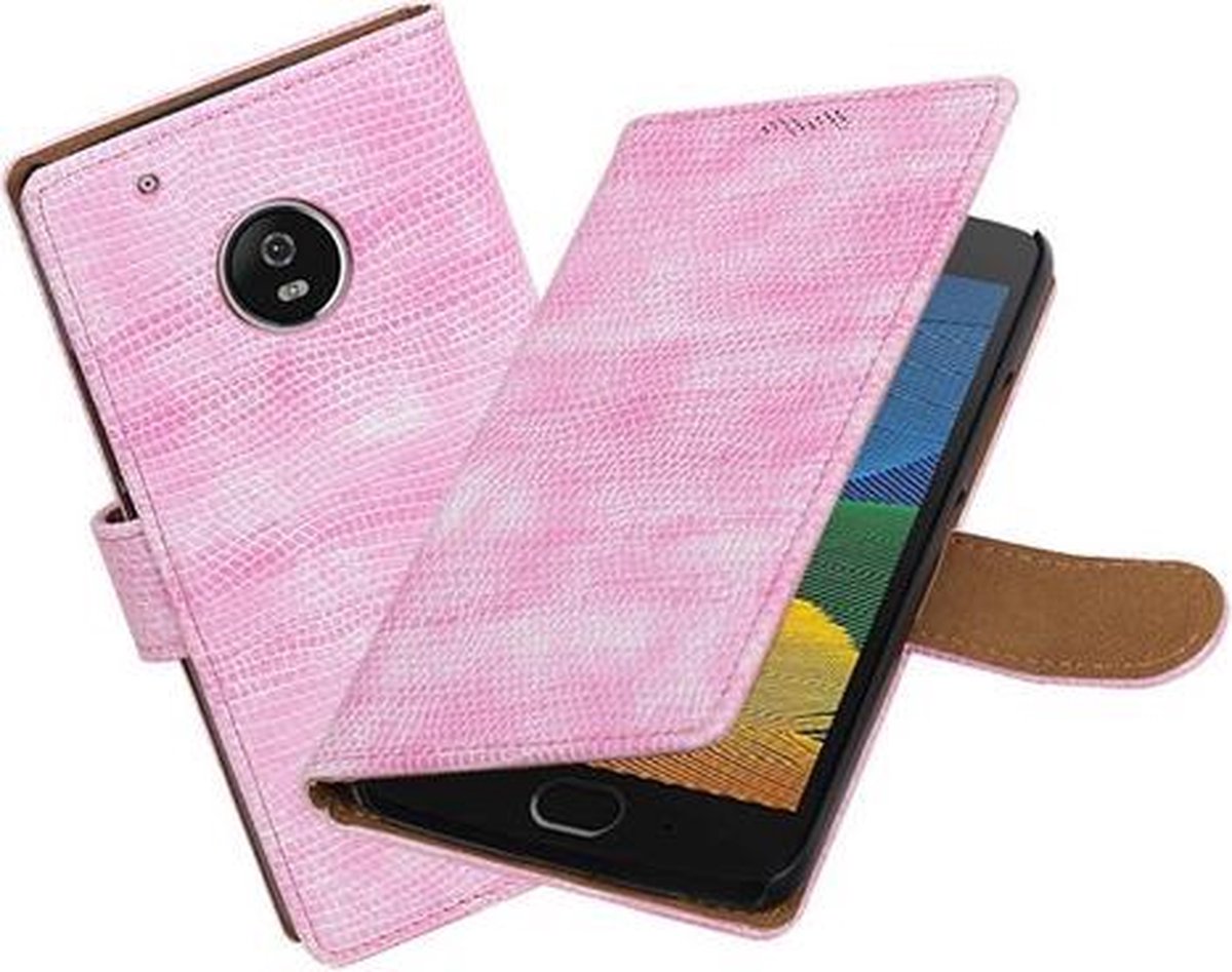 BestCases.nl Motorola Moto G5 Mini Slang booktype hoesje Roze