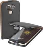 Zwart eco leder flip case voor de LG G5 hoesje
