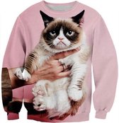 Roze grumpycat trui Trui voor fout feest - Maat: XL - Foute trui - Feestkleding - Festival Outfit - Fout Feest - Trui voor festivals - Rave party kleding - Rave outfit - Dieren kleding - Dierentrui - Kattentrui - Feesttrui