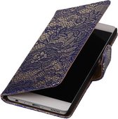 Blauw Lace booktype cover hoesje voor Huawei P9