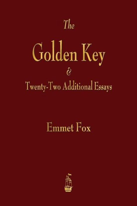 Boekomslag met donkerrode achtergrond, gouden tekst 'The Golden Key & Twenty-Two Additional Essays' en een klein zeilschip.