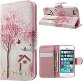 Qissy Tree And House portemonnee case hoesje voor iPhone 7