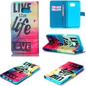 iCarer Live the life print wallet case hoesje Samsung Galaxy S6 Edge Plus