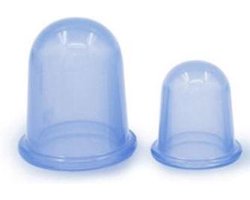 Anti cellulite Cups DUO voor benen en billen – Cellulitis Cups – Lichaam & Gezicht – Vacuüm Massage Cups – Silicone Cuppingset – BLAUW – 2 Stuks - 1 Medium 5.5 cm - 1 Large 7.0 cm DUO set BLAUW