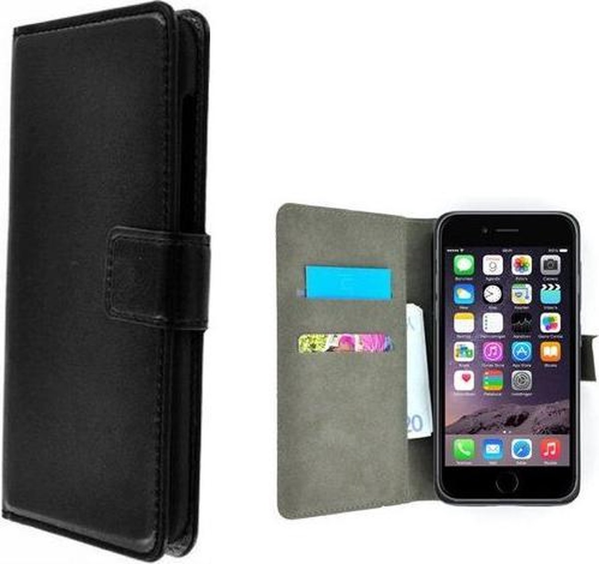 Zwart Wallet Bookcase P Hoesje Geschikt voor iPhone 8