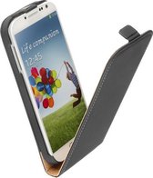 LELYCASE Flip Case Lederen Hoesje Samsung Galaxy S4 Creme Zwart