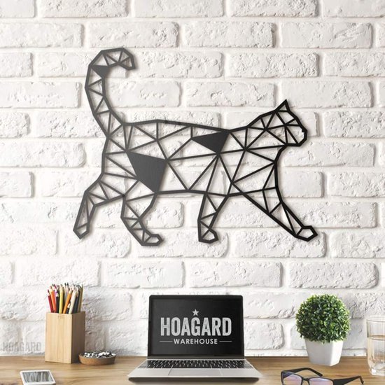 Metalen Kat Wanddecoratie - Metal Cat Wall Art - Hoagard | Muurdecoratie | 51cm x 27cm |Beste cadeau-idee voor dierenliefhebbers