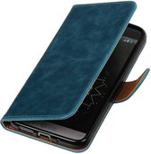 Pull Up TPU PU Leder Bookstyle Wallet Case Hoesje voor LG G5 Blauw