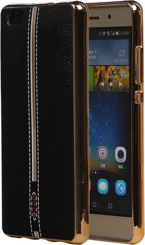 binnenvallen exotisch zondag M-Cases Zwart Leder Design TPU back case cover hoesje voor Huawei P8 Lite |  bol.com
