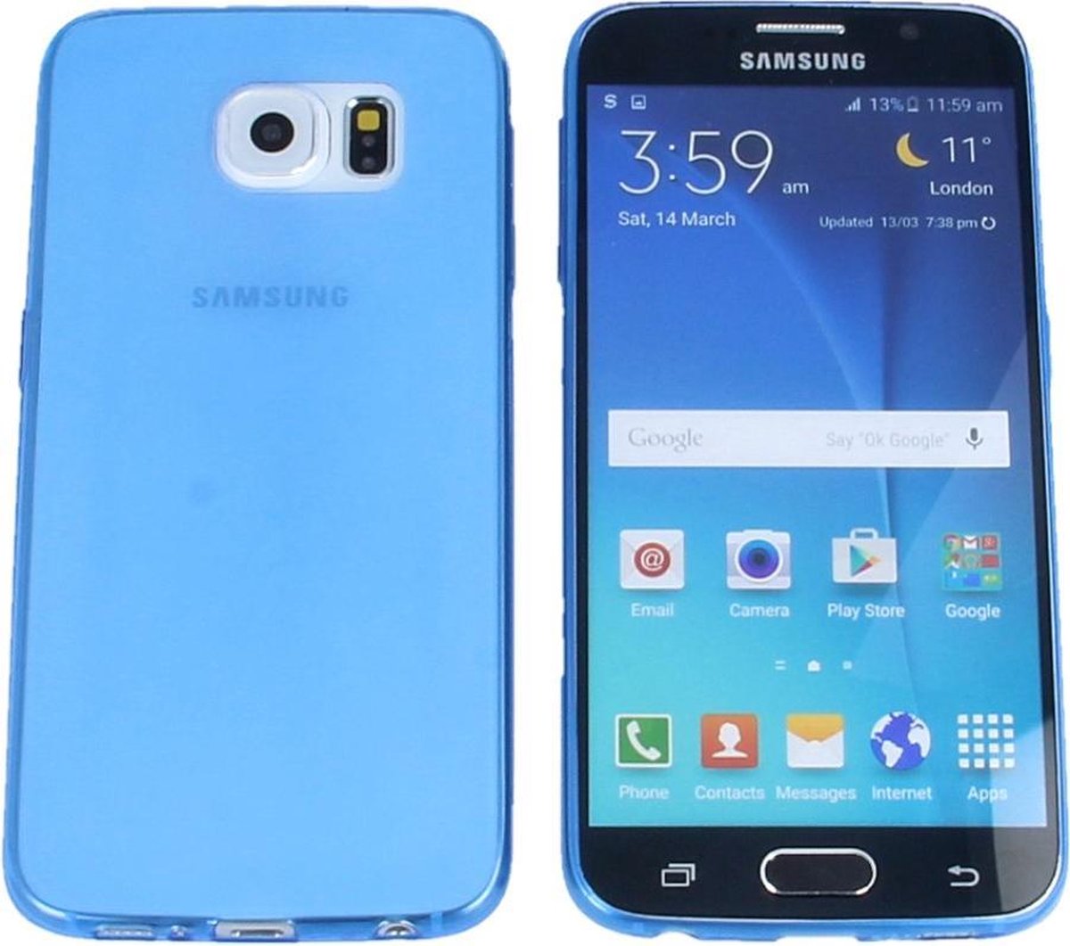 Samsung Galaxy S7 Edge, 0.35mm Ultra Thin Matte Soft Back Skin case Transparant Blauw Blue