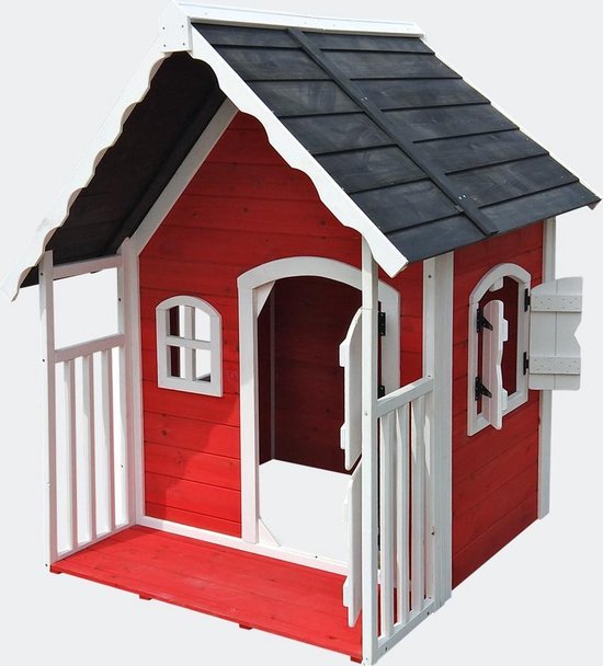 Edele Kelder af hebben Houten speelhuis met veranda voor kinderen | hout | kinderen | villa |  buiten | spelen... | bol.com