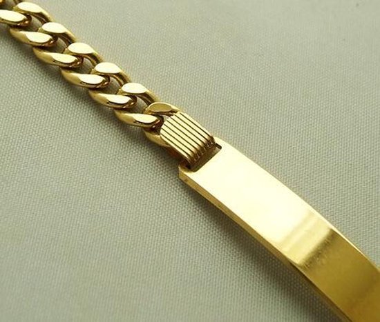 Gouden armband met naamplaat | bol