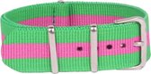 Premium Green Pink - Nato strap 20mm - Stripe - Horlogeband Groen Roze