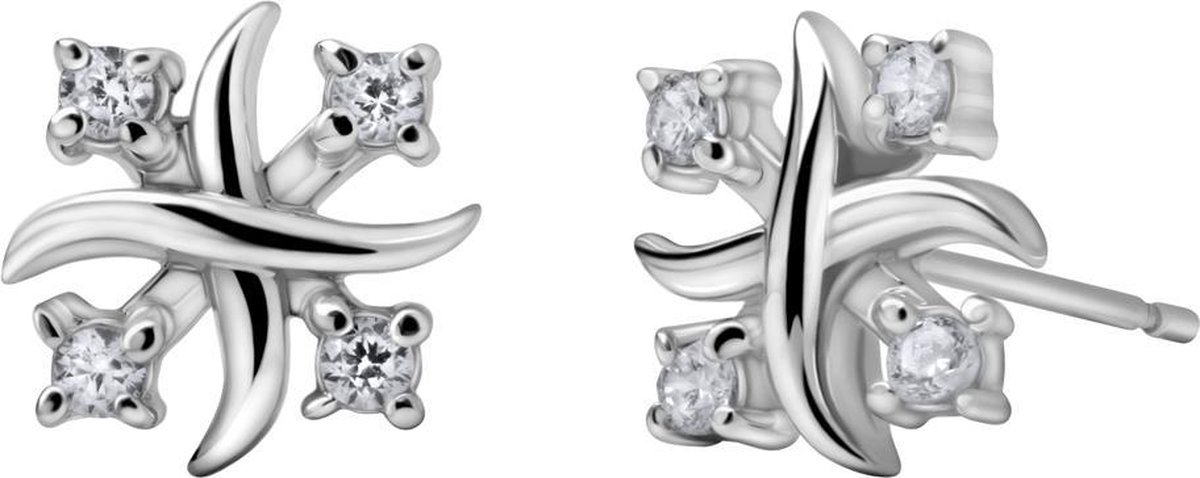 Quiges - Oorknoppen Ster met Zirkonia Transparant - Dames Oorbellen - 925 Zilver Rhodium - ESE021