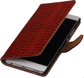 BestCases.nl Rood Slang booktype wallet cover hoesje voor HTC Desire 210