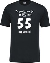 Mijncadeautje - Leeftijd T-shirt - Zo goed kun je er uitzien 55 jaar - Unisex - Zwart (maat 3XL)