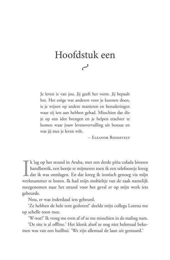 Pagina met tekst 'Hoofdstuk een' en een citaat van Eleanor Roosevelt.