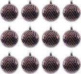 Kerstballen met lijntjes (8 cm) Box 12 Stuks Marsala