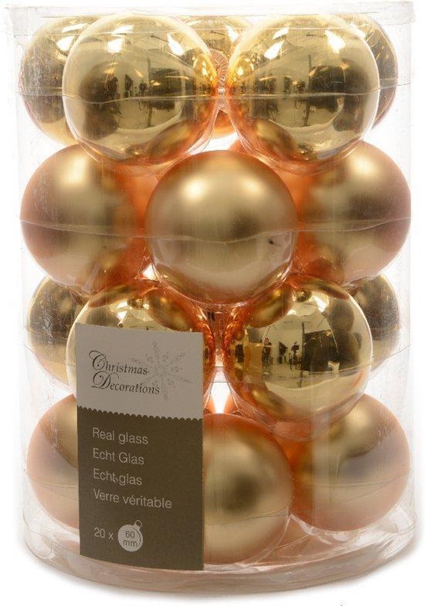 20 kerstballen licht goud glans 60 mm