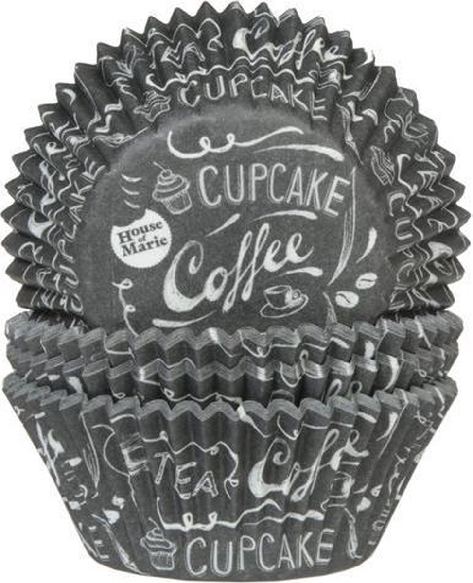 House of Marie Cupcakevormpjes Zwart Coffee & Tea pk/50