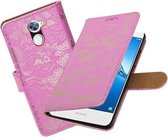 BestCases.nl Huawei Y7 / Y7 Prime Lace booktype hoesje Roze