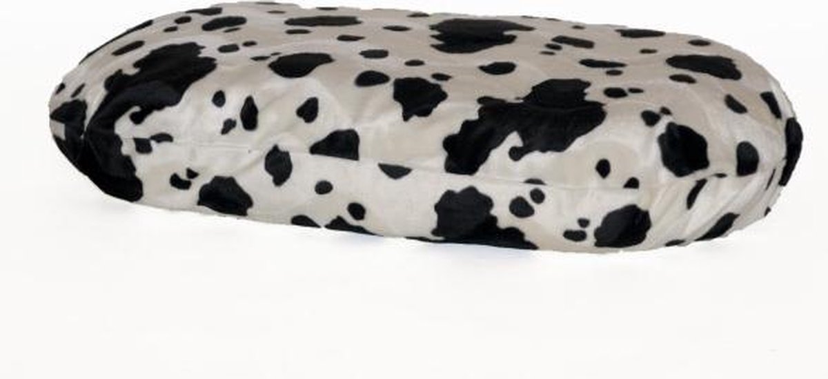 Losse hoes hondenkussen ovaal bonfire koe zwart/wit kussen maat 102x67 cm