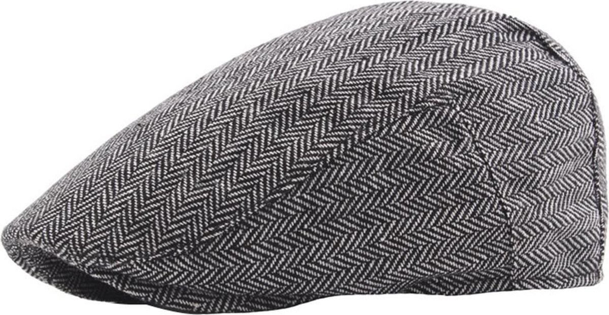 Flatcap platte pet - zwart wit visgraat design - maat 58 | bol.com
