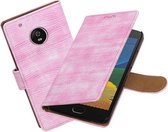 BestCases.nl Motorola Moto G5 Plus Mini Slang Effen booktype hoesje Roze