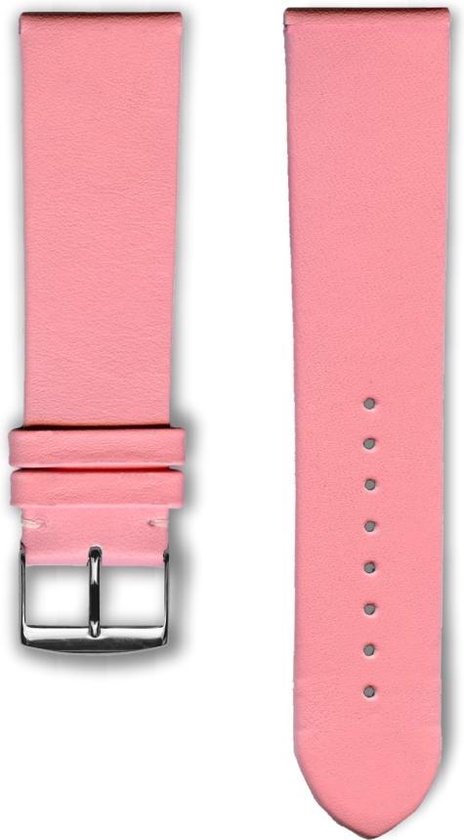 Roze lederen horlogeband (made in France) Frans leder 24 mm