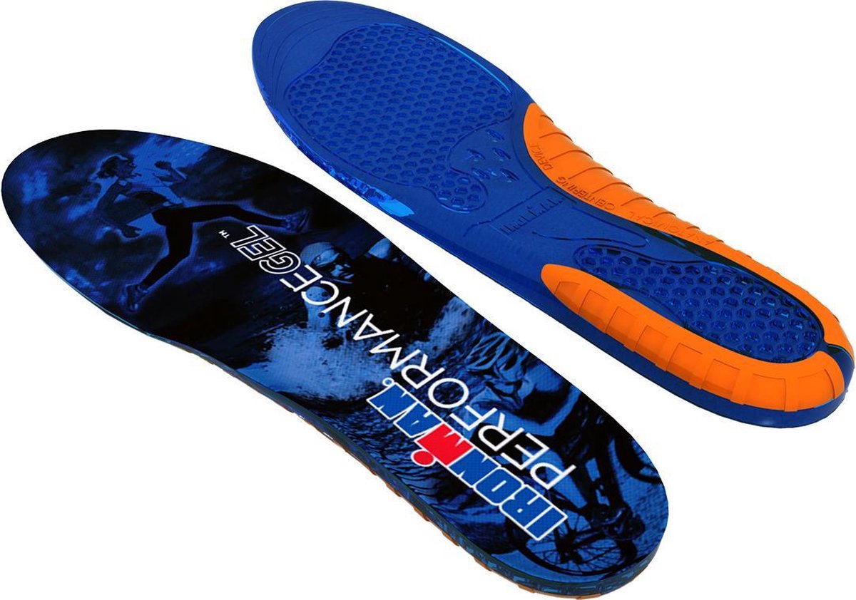 Ironman Performance Gel Inlegzolen - Maat 42-45 - blauw/oranje | bol.com