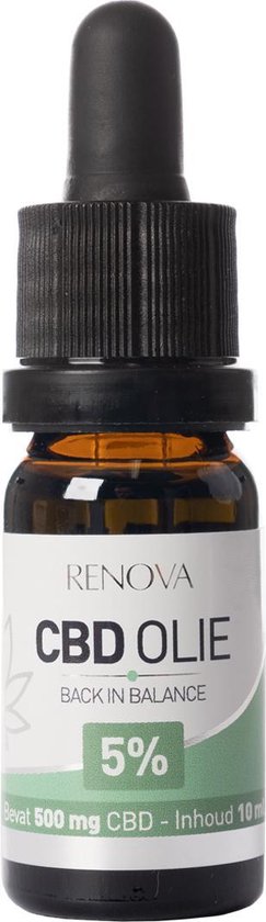 Renova CBD olie 5% 10ml - 500mg CBD - 225 druppels - cannabidiol - cbd oil - wietolie - hennepolie - cannabis olie - 0,0% THC olie