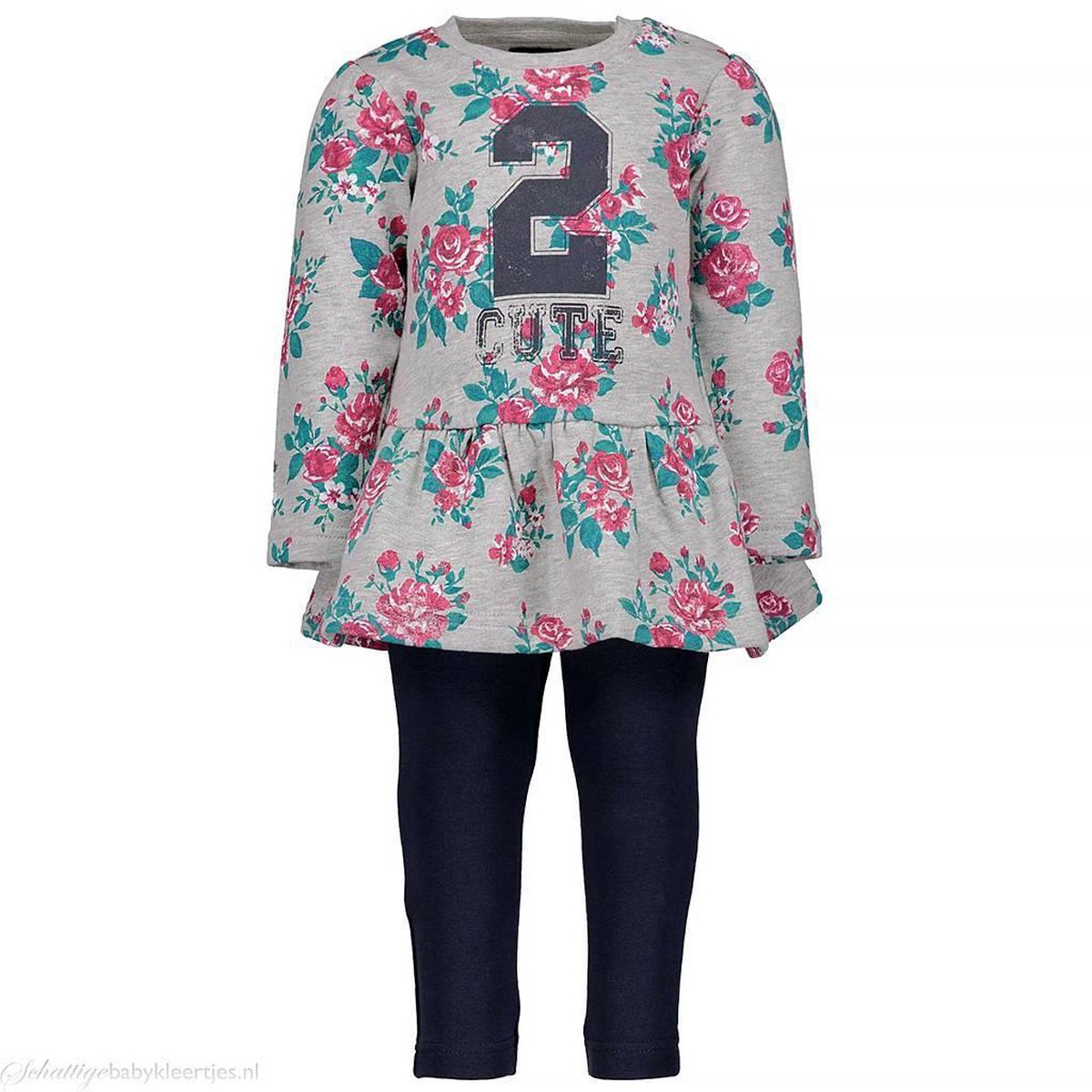 Setje College 2 Petal grijs gemeleerd Blue Seven - Maat 80