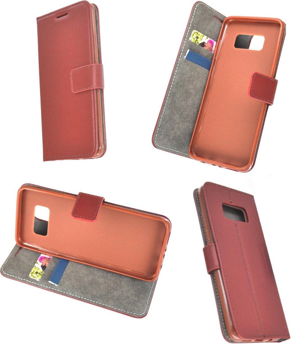 Donkerbruin Effen Wallet Bookcase Hoesje Geschikt voor Samsung Galaxy S8