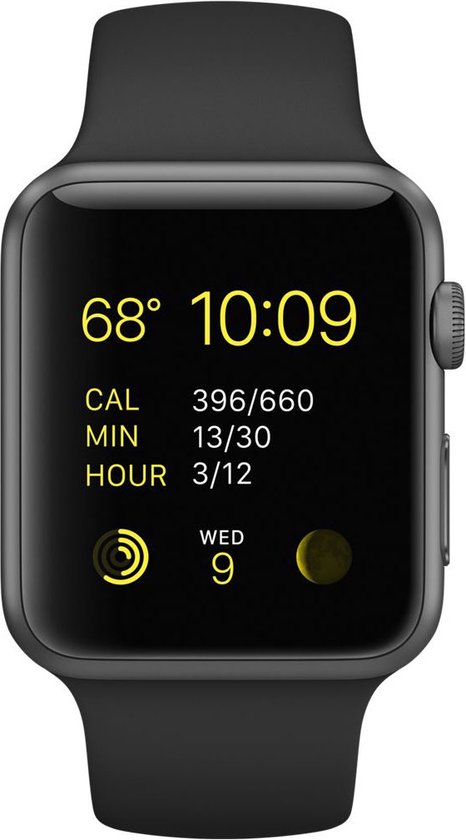 Apple Watch sport - 42mm - spacegrijs aluminium - zwart sportbandje - IOS -  smartwatch | bol.com