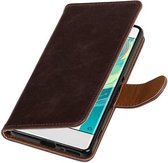 Pull Up TPU PU Leder Bookstyle Wallet Case Hoesjes voor Sony Xperia XA Mocca