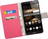 Roze Huawei Ascend Mate 7 Bookcase Wallet Cover Hoes