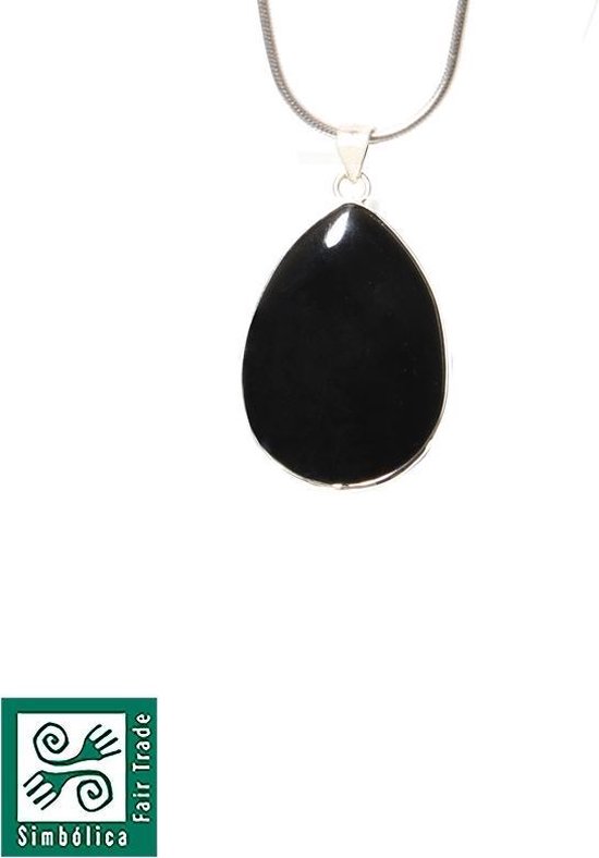 Druppel obsidiaan - zilveren ketting | bol.com